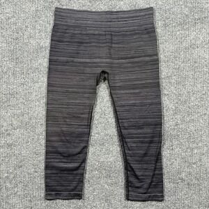Fabletics Womens Cropped Leggings Size 4 Black Striped Stretch Athletic